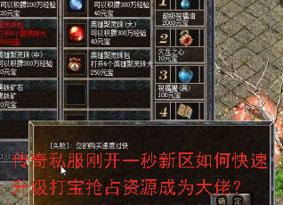 传奇私服刚开一秒新区如何快速升级打宝抢占资源成为大佬? 传奇私服刚开一秒新区如何快速升级打宝抢占资源成为大佬?