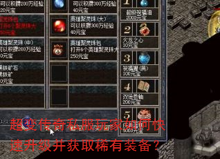 超变传奇私服玩家如何快速升级并获取稀有装备? 超变传奇私服玩家如何快速升级并获取稀有装备?